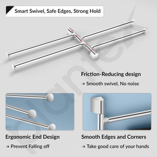 Plantex Stainless Steel 4-Arm Bathroom Swing Hanger Towel Rack/Towel Holder for Bathroom/Towel Stand/Bathroom Accessories