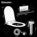 Plantex Hygienic Toilet Combo/Polypropylene Toilet Seat Cover / Self Adhesive Toilet paper holder/D- Shape Health Faucet Set with 1.20 meter hose Pipe for Toilet and Clamp (Chrome)