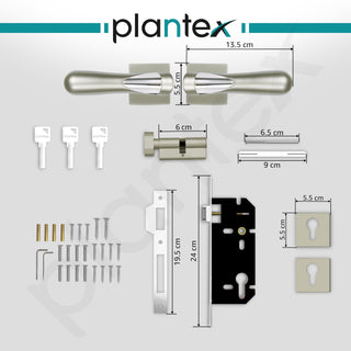 Plantex Premium Main Door Lock with 3 Years Warranty - Mortise Lock Set for Home (593 - Satin Chrome)