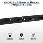 Plantex Wall Hooks for Hanging Cloth/Stainless Steel Towel Hangers/Bathroom Robe Hooks/Door Hangers/Wall Hook Rack/Hook Rail for Hanging Keys - 8 Hooks (Pack of 1, Black)