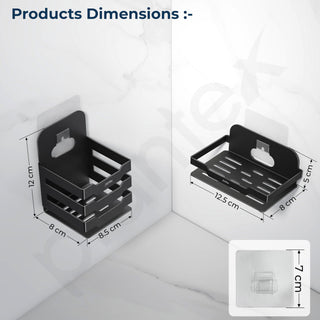 Plantex Self Adhesive Soap Dish with Tumbler Holder/Stainless Steel Soap Holder/Tooth Brush Stand for Bathroom Accessories (Black, Combo)