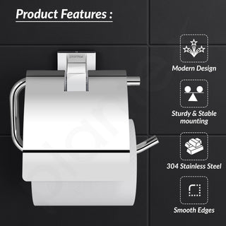 Plantex 304 Grade Stainless Steel Toilet Paper Holder/Toilet Paper Roll Holder/Toilet Roll Holder for Bathroom Accessories - Pack of 2 (Chrome)