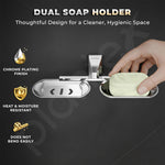 Plantex Dual Soap Holder for Bathroom/Pure Brass Double Soap Dish/soap Stand/Soap Bar/Soap Case/Bathroom Accessories - Pack of 1 (APS-DL-04, Chrome)
