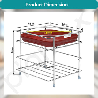 Plantex Matka Freestanding Stand/Stainless Steel 2-Tier Matka Stands For Kitchen/Round Pot Tiered Shelf Stand For Kitchen Utensils With Tray - (1185, Chrome)