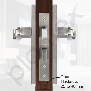 Plantex Heavy Duty Door Lock Set - Main Door Lock Handle Set/Mortise Locks with 3 Keys, Brass Body & Cylinder (8064 - Steel Satin & Chrome)