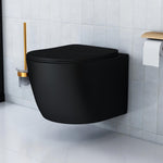 Plantex Commode for Toilet/Ceramic Wall Hung Toilet with Soft Close Toilet Seat/Rimless and Washdown Western Commode - P Trap (Round, Matt Black)
