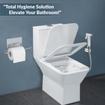 Plantex Hygienic Toilet Combo/Polypropylene Toilet Seat Cover/Self Adhesive Toilet paper holder/D- Shape Health Faucet Set with 1.20 meter hose Pipe for Toilet and Clamp (Chrome)