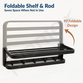 Plantex Towel Rack for Bathroom/Aluminium Towel Hanger/Towel Holder with Towel Rod and Hook/Towel Stand/24 Inch Towel Bar/Bathroom Accessories - (Black)