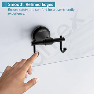 Plantex 304 Grade Stainless Steel Hooks for Hanging Clothes and Towel in Bathroom/Living Room - Niko (Black)