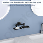 Plantex 304 Grade Stainless Steel Double Soap Holder for Bathroom/Dual Soap Dish/Soap Stand/Soap Case/Bathroom Accessories - Squaro (Black)