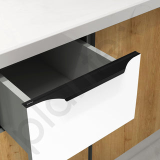 Plantex Profile Handle for Kitchen Cabinet/16 Inch Alluminium Drawer Profile Handle/Wardrobe Pull Handle for Home/Office/Hotel - Pack of 2 (Black)