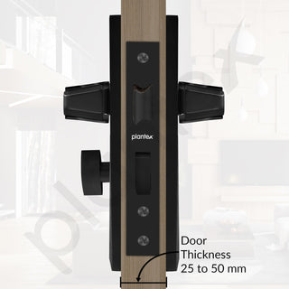 Plantex Heavy Duty Door Lock Set - Main Door Lock Handle Set/Mortise Locks with 3 Keys, Brass Body & Cylinder (8126 - Z Black & DC Black)