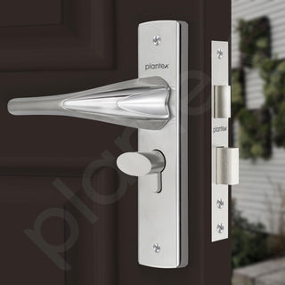 Plantex Heavy-Duty Door Lock Set - Main Door Lock Handle Set/ 6-Lever Lock Mechanism with 3 Years of Warranty/Mortise Lock with 3 Keys, Brass Lock Body & Cylinder ((8026 - Chrome & Matt)