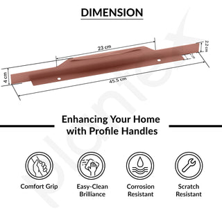 Plantex Profile Handle for Kitchen Cabinet/18 Inch Alluminium Drawer Profile Handle/Wardrobe Pull Handle for Home/Office/Hotel - Pack of 2 (Rose Gold)