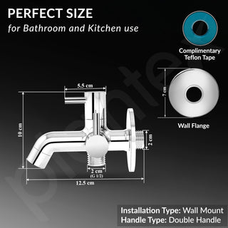 Plantex Pure Brass Two-Way Bib Cock Tap with Water-Saving Aerator/Compatible with Washing Machines/2 in 1 Tap -7 Year Warranty -(ICO-907-Chrome)