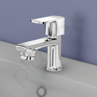 Plantex Pillar Tap for Wash Basin with Water Saving Aerator and Brass Spindle/Quarter Turn Basin Tap with Teflon Tape/Pillar Cocke for Wash Basin - Pack of 1 (Saga, Chrome)
