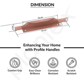 Plantex Profile Handle for Kitchen Cabinet/10 Inch Alluminium Drawer Profile Handle/Wardrobe Pull Handle for Home/Office/Hotel - Pack of 3 (Rose Gold)
