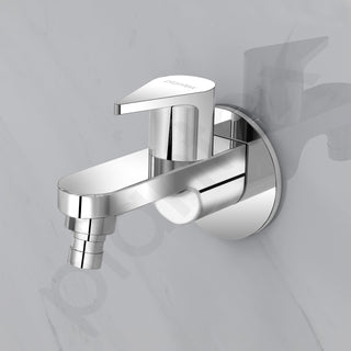 Plantex Pure Brass PAC-1828 Washing Machine Tap with Teflon Tape & Brass Wall Flange/Nozzle Tap for Garden-7 Year Warranty (Mirror Chrome Finish)