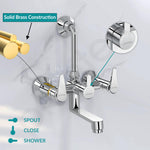Plantex Wall Mixer for Bathroom 2 in 1 with L-Bend Connector for Overhead Shower/Tap Mixer/Water Saving Nozzle Tap - 7 Year Manufacturer's Warranty (LEA-718-Chrome)