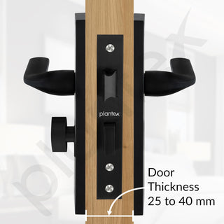 Plantex Heavy-Duty Door Lock Set - Main Door Lock Handle Set/ 6-Lever Lock Mechanism Mortise Lock with 3 Keys, Brass Lock Body & Cylinder (8060 - Z-Black)