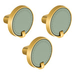 Plantex Knobs for Drawers/Drawer Knobs/Round Knob for Cabinets/Pull-Push Knob for Kitchen/Bedroom/Drawer - Pack of 3 (Gold & Green)