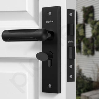 Plantex Heavy-Duty Door Lock Set - Main Door Lock Handle Set/Mortise Lock with 3 Keys, Brass Lock Body & Cylinder (8124 - Z Black & DC Black)