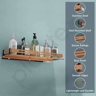 Plantex Stainless Steel Shelf for Bathroom/Multipurose Bathroom Shelf/Stand/Rack/Bathroom Organiser (18 x 5 Inch, PVD Rose Gold)