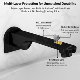 Plantex Pure Brass Bath Tub Spout/Single Lever Spout/High Flow Tap for Bathroom/Kitchen – (Black)