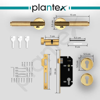Plantex Premium Door Lock with 3 Years of Warranty/Main Door Locks for Home/Mortise Lock Set for Door (PVD Gold)