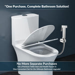 Plantex Hygienic Toilet Combo/Polypropylene Toilet Seat Cover for Bathroom/Pure Brass Health Faucet set with 1.20 meter Hose Pipe for Toilet with Wall Hook - Combo (Chrome)