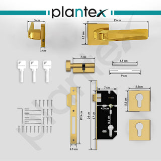 Plantex Premium Door Lock with 3 Years of Warranty/Main Door Locks/Mortise Lock Set for Home (PT-013, Gold)