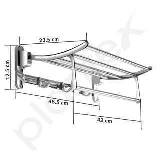 Plantex Towel Hanger for Bathroom/Stainless Steel Folding Towel Holder Stand/Towel Rack for Bathroom (18 Inch-Chrome Finish)