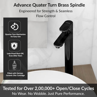 Plantex Pure Brass Pillar Tap for Wash Basin with Water Saving Aerator/High Neck Pillar Cocke for Basin/Sink Tap for Wash Basin with Teflon Tape -7 Year Warranty by Plantex-(ORN-204-PVD Black)