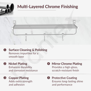 Plantex Smero Pure Brass 24 inch Towel Rack for Bathroom/Towel Stand/Hanger/Towel Holder/Towel Bar/Bathroom Accessories - Superb (Chrome)