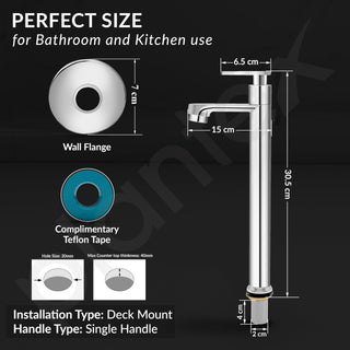 Plantex Pure Brass Pillar Cocke for Basin with Teflon Tape/Tap for Wash Basin with 7 Year Warranty-(LEA-704-Mirror Chrome)