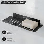 Plantex Stainless Steel Double Soap Dish/Stand/Holder/Tray for Bathroom and Kitchen/Bathroom Accessories - Wall Mount (Black)