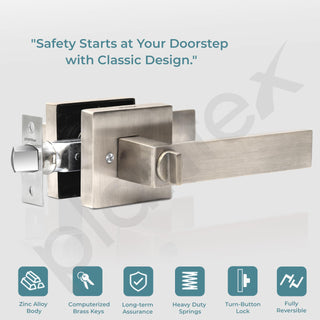 Plantex Mortise Lock Set For Home/Main Door - 3 Computerized Keys, Door Hardware - Pack Of 1 (Satin), Silver