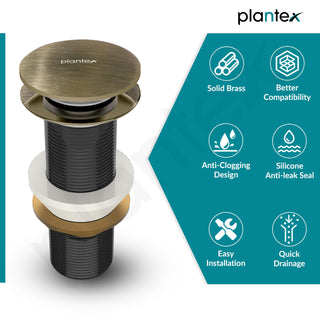 Plantex Pure Brass Waste Coupling for Wash Basin/5 inch Drain Out let System Fully Thread Pop up Coupling for Wash Basin - Pack of 1 (Brass Antique)