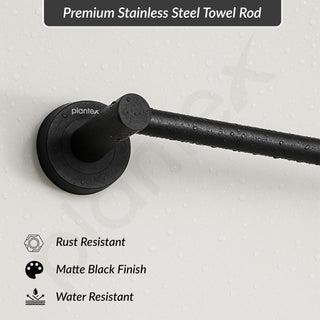 Plantex Stainless Steel Single Towel Rod for Bathroom/Towel Holder/Bathroom Hangers for Clothes/Bathroom Accessories (24 - Inch, Black)