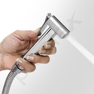 Plantex Pure Brass D-Shape Health Faucet Set/Jet Spray for Toilet with 1.20-Meter Hose Pipe for Toilet & Wall Hook-(Chrome Finish)