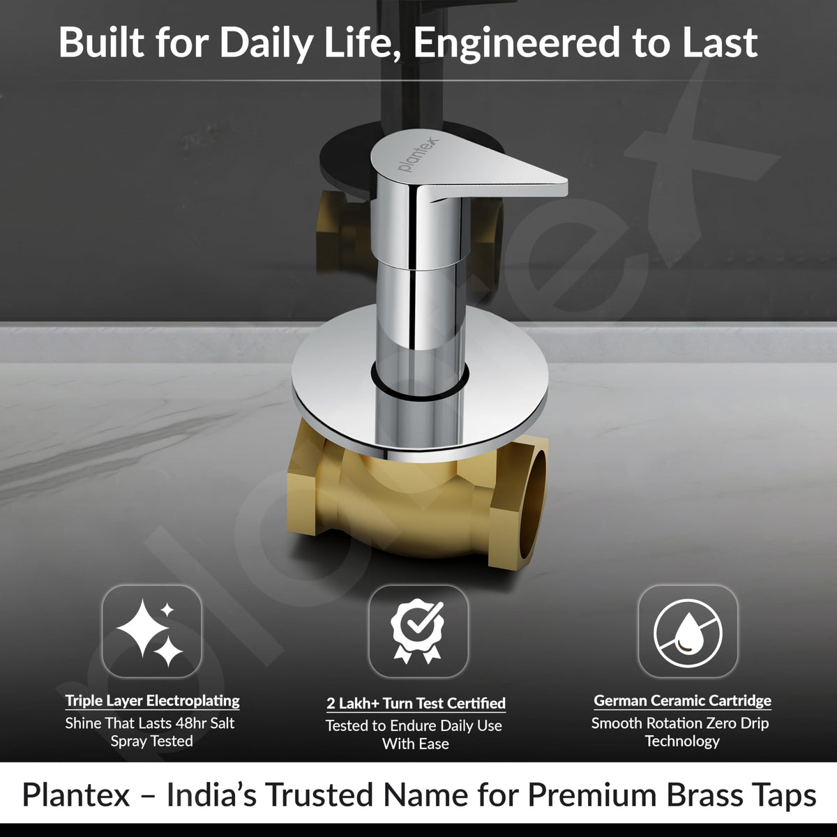 Plantex Pure Brass PAC-1806 Angular Concealed Stop Cock/Concealed