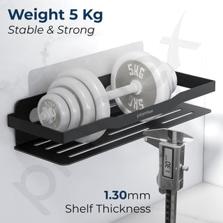 Plantex Bathroom Organiser Without Drill/Stainless Steel Bathroom Combo/Self Adhesive Soap Holder - Pack of 4 (Black,12 x 4 Inch)