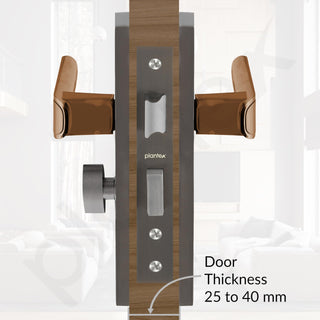 Plantex Heavy-Duty Door Lock Set - Main Door Lock Handle Set/ 6-Lever Lock Mechanism with 3 Years of Warranty/Mortise Lock with 3 Keys, Brass Lockbody & Cylinder (8112 - Satin Black & PVD Choco)