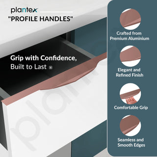Plantex Profile Handle for Kitchen Cabinet/14 Inch Alluminium Drawer Profile Handle/Wardrobe Pull Handle for Home/Office/Hotel - Pack of 5 (Rose Gold)