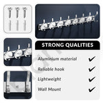 Plantex Aluminium Cloth Hanger Wall Mounted With 8 Hooks For Bathroom/Kitchen - Cloth Hanger/Towel Hanger/Keys Holder - Pack Of 2 (8 Hooks, Chrome)