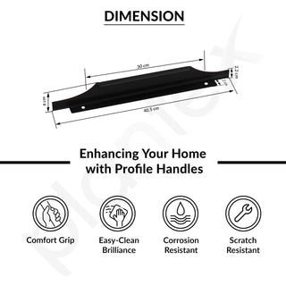 Plantex Profile Handle for Kitchen Cabinet/16 Inch Alluminium Drawer Profile Handle/Wardrobe Pull Handle for Home/Office/Hotel - Pack of 2 (Black)