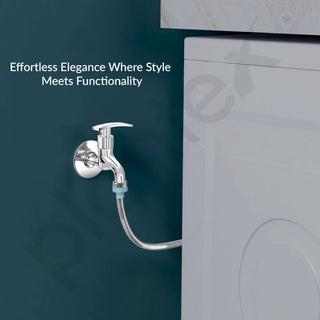 Plantex Washing Machine tap with Wall Flange and Teflon Tape/Tap for Washing Machine/Garden/Pipe Connection Tap/Washing Machine Pipe Connector-(Chrome)