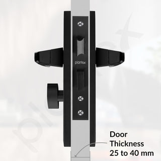 Plantex Heavy-Duty Door Lock Set - Main Door Lock Handle Set/Mortise Lock with 3 Keys, Brass Lock Body & Cylinder (8114 - Z Black & DC Black)