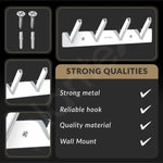 Plantex Wall Hooks for Hanging Cloth/Stainless Steel Towel Hangers/Bathroom Robe Hooks/Door Hangers/Square Wall Hook/Hook Rail for Hanging Keys - 4 Hooks (Pack of 2, Chrome)
