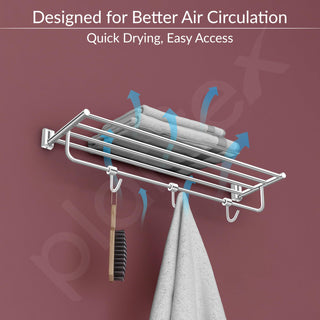 Plantex Smero Pure Brass 24 inch Towel Rack for Bathroom/Towel Stand/Hanger/Towel Holder/Towel Bar/Bathroom Accessories - Superb (Chrome)